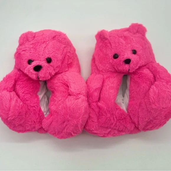 Women’s Teddy Bear Slippers  - Pink- Slippers Size 5.5-9.5 - Picture 3 of 3